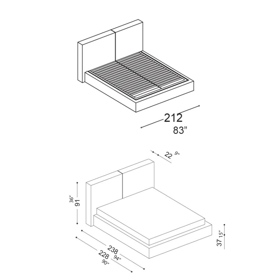 Letto Matrimoniale con Rete e Contenitore Opzionale Made in Italy - Ribelle Viadurini