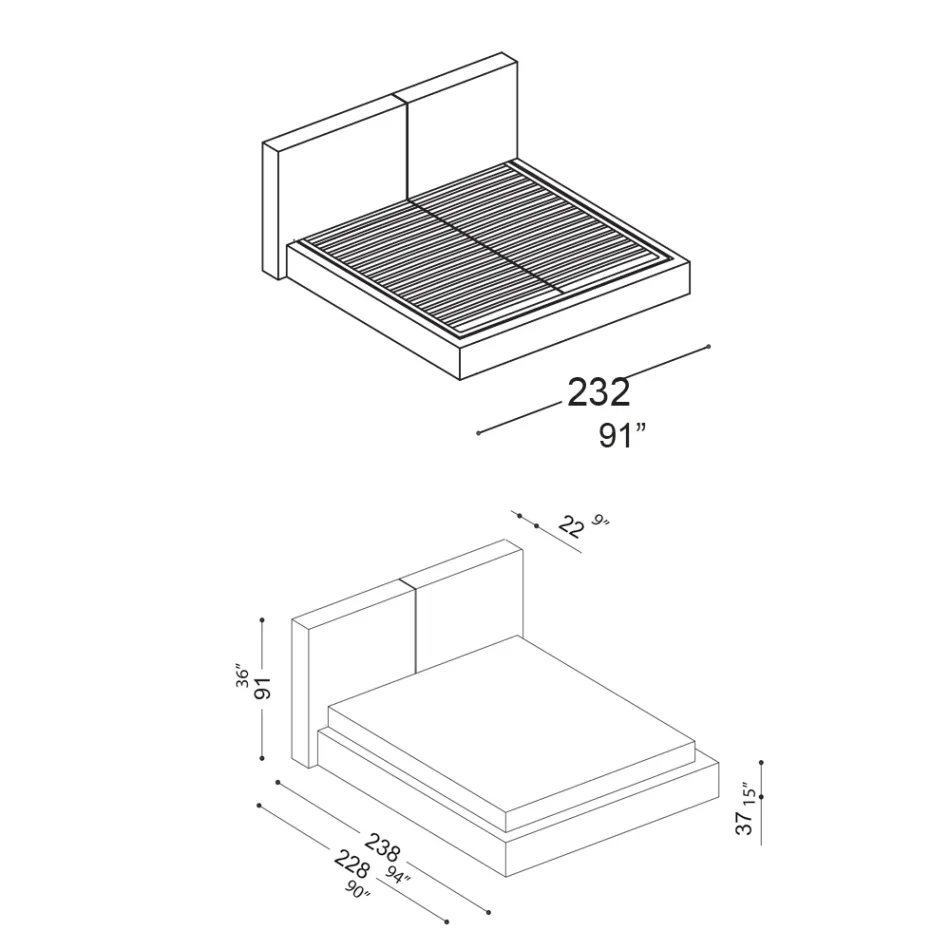 Letto Matrimoniale con Rete e Contenitore Opzionale Made in Italy - Ribelle Viadurini