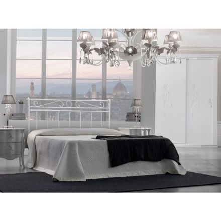 Letto Matrimoniale con Testata e Giroletto in Ferro Made in Italy - Incolla Viadurini