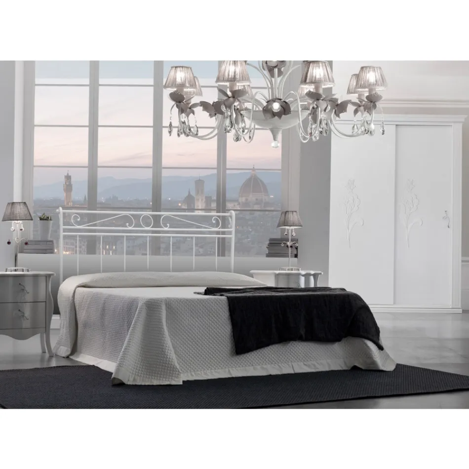 Letto Matrimoniale con Testata e Giroletto in Ferro Made in Italy - Incolla Viadurini