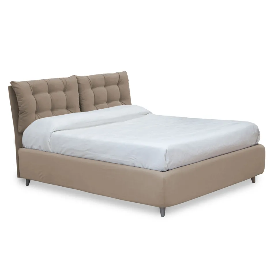 Letto Matrimoniale con Testata Imbottita e Piedini Made in Italy - Aaron Viadurini