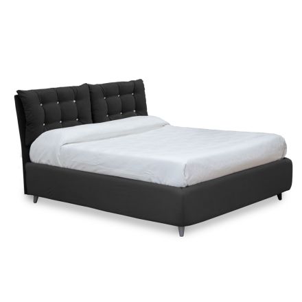Letto Matrimoniale con Testata Imbottita e Piedini Made in Italy - Aaron Viadurini