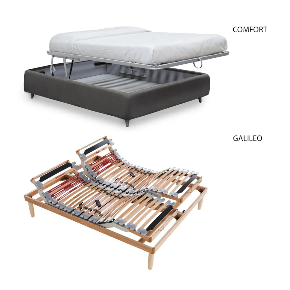 Letto Matrimoniale con Testiera in Ecopelle o Tessuto Made in Italy - Buddy Viadurini