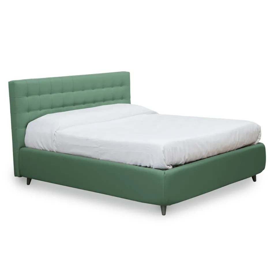 Letto Matrimoniale con Testiera in Ecopelle o Tessuto Made in Italy - Buddy Viadurini