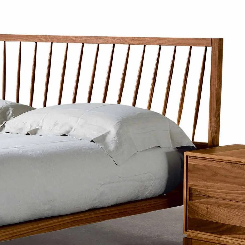 Letto matrimoniale di design 160x200cm con base in noce massello Alain Viadurini
