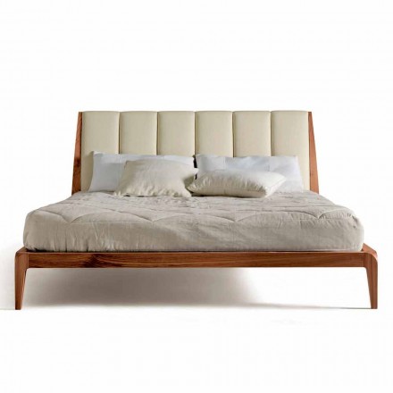Letto matrimoniale di design con testata imbottita in pelle Menardo Viadurini
