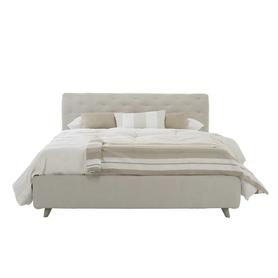 Letto Matrimoniale di Design Imbottito con Contenitore Made in Italy – Scarpetta Viadurini