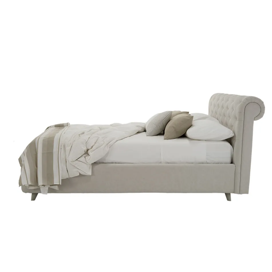 Letto Matrimoniale di Design Imbottito con Contenitore Made in Italy – Scarpetta Viadurini