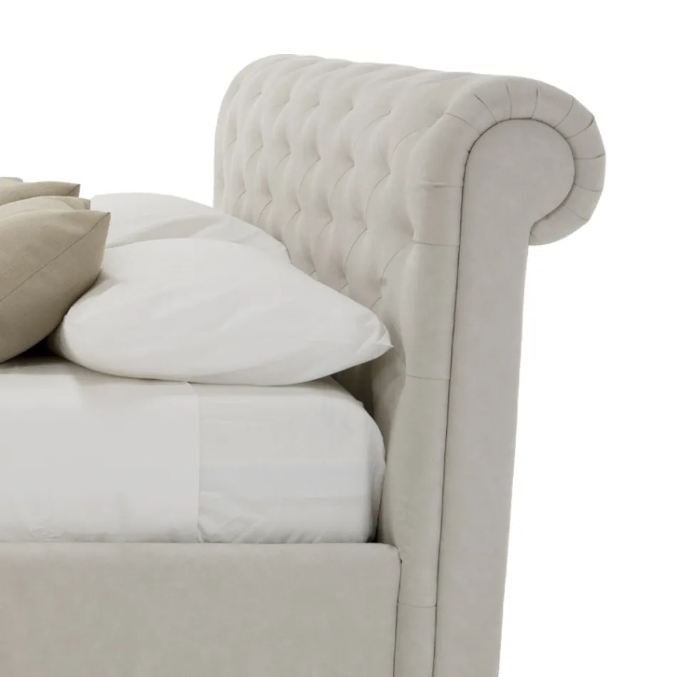 Letto Matrimoniale di Design Imbottito con Contenitore Made in Italy – Scarpetta Viadurini