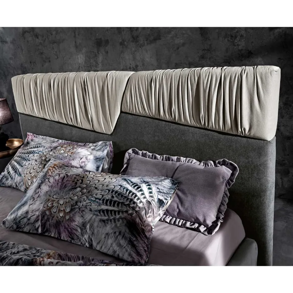 Letto Matrimoniale di Design Moderno con Testata a Pieghe o Trapuntata - Alano Viadurini