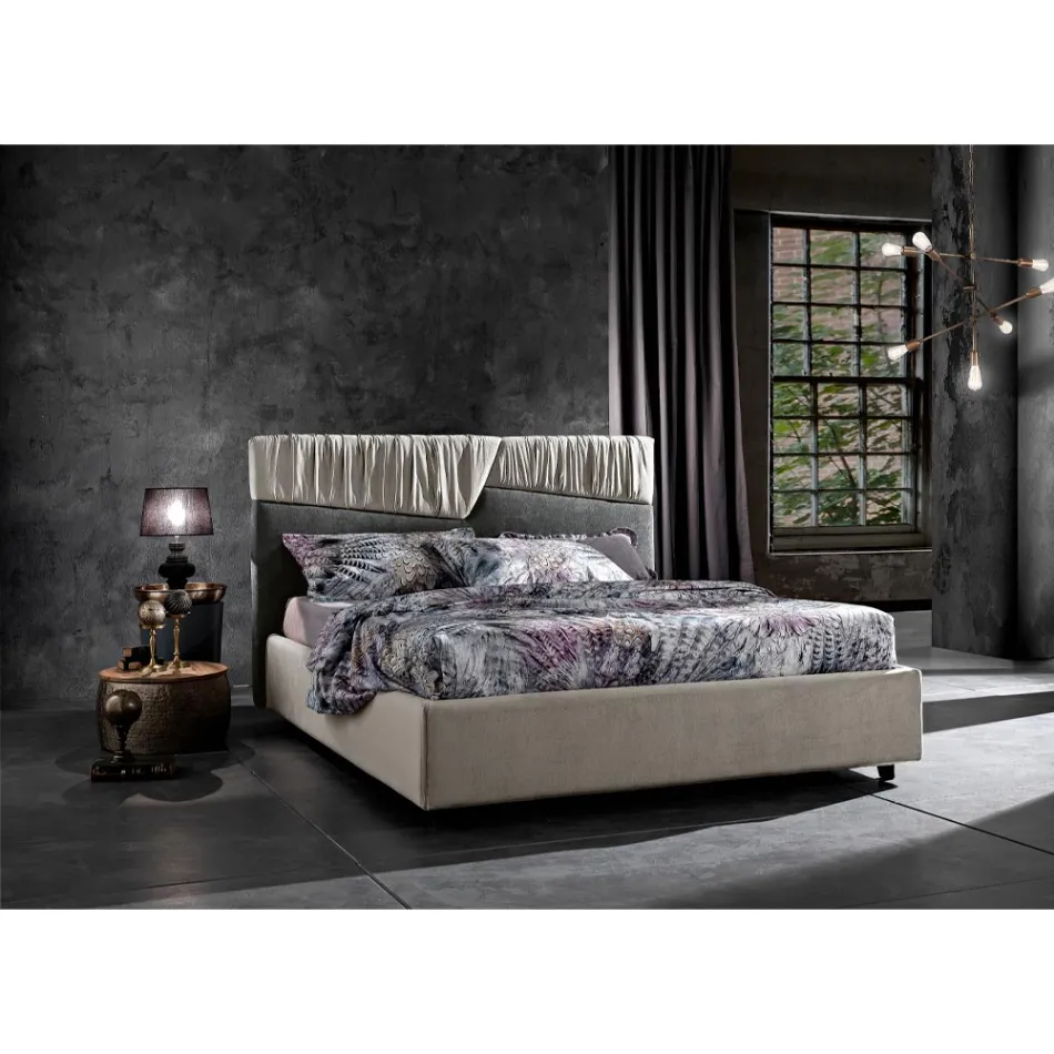 Letto Matrimoniale di Design Moderno con Testata a Pieghe o Trapuntata - Alano Viadurini