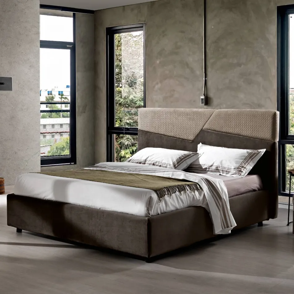 Letto Matrimoniale di Design Moderno con Testata a Pieghe o Trapuntata - Alano Viadurini