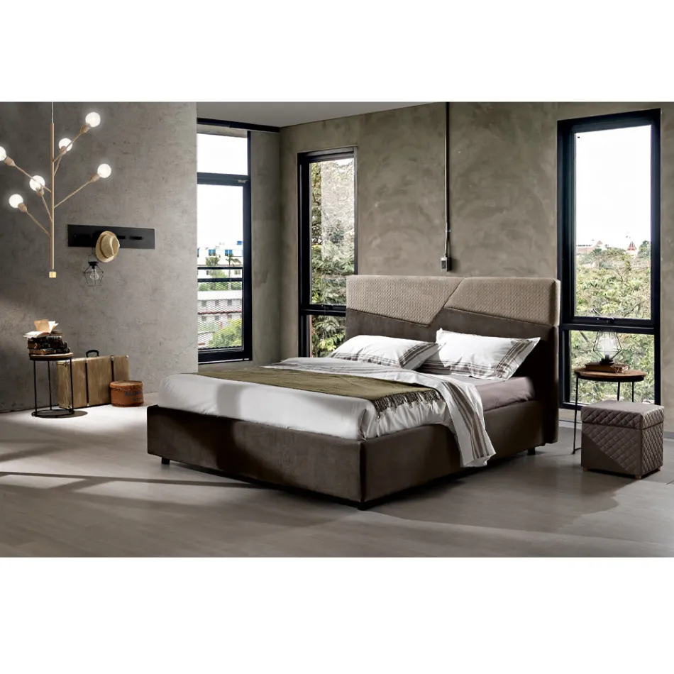 Letto Matrimoniale di Design Moderno con Testata a Pieghe o Trapuntata - Alano Viadurini