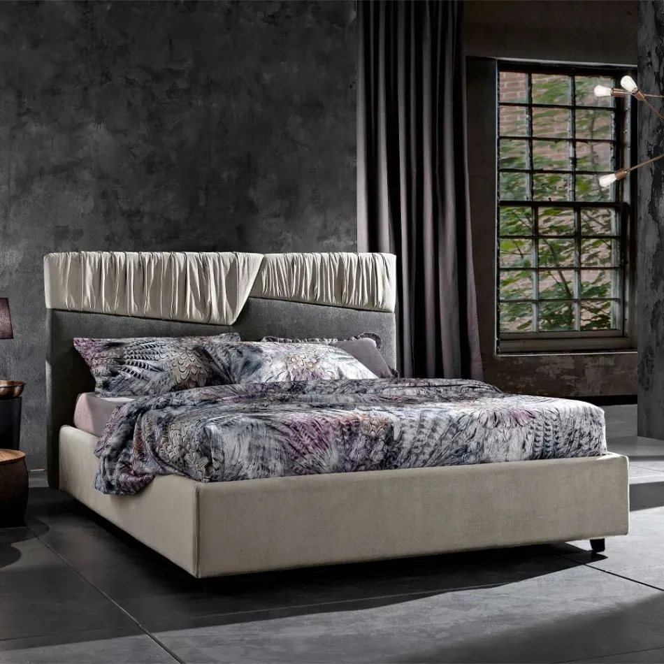 Letto Matrimoniale di Design Moderno con Testata a Pieghe o Trapuntata - Alano Viadurini