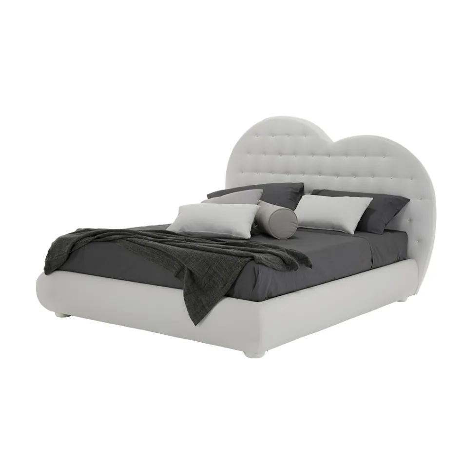 Letto Matrimoniale di Lusso con Box e Swarovski Made in Italy – Cuoricino Viadurini