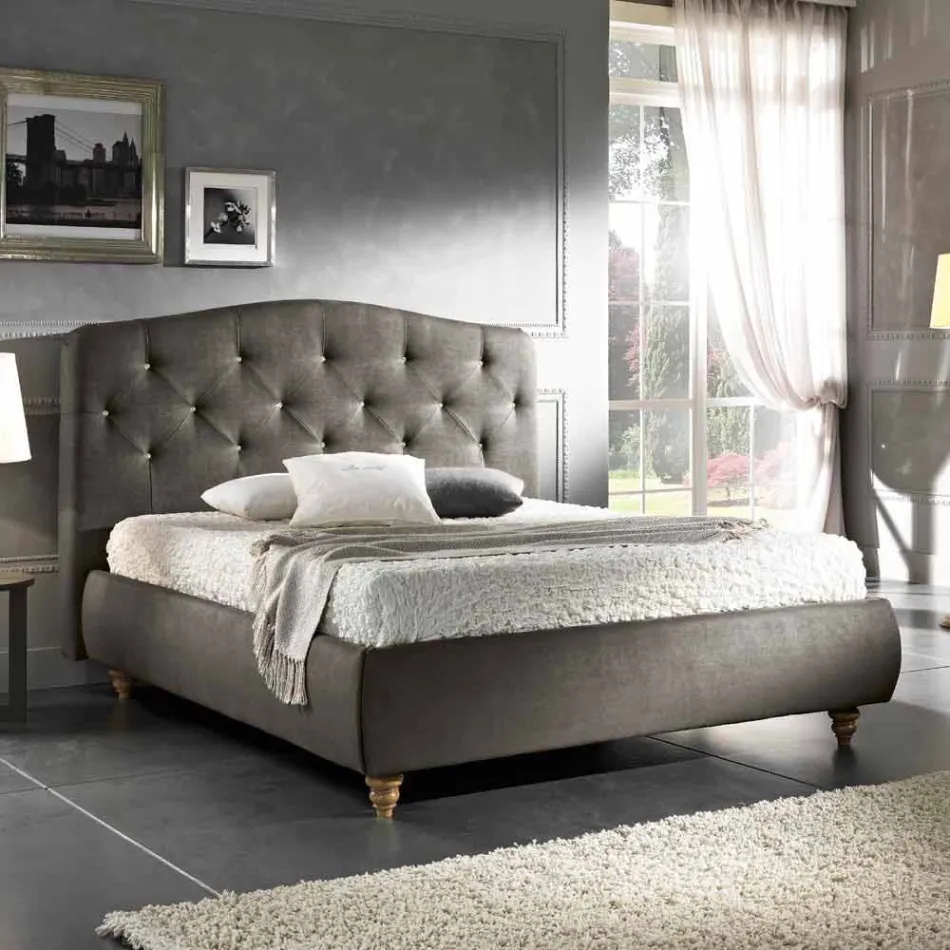 Letto matrimoniale imbottito con box contenitore 160x190/200cm Leone Viadurini