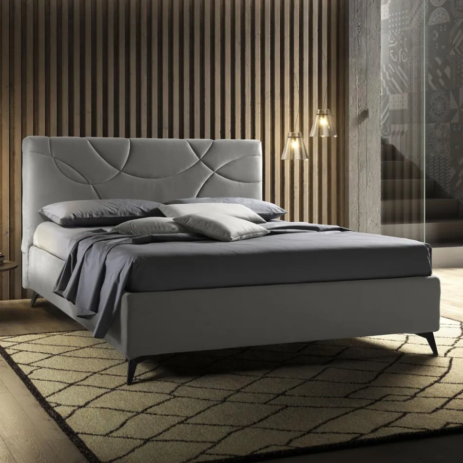 Letto Matrimoniale Imbottito con Box Contenitore Made in Italy - Girasole Viadurini