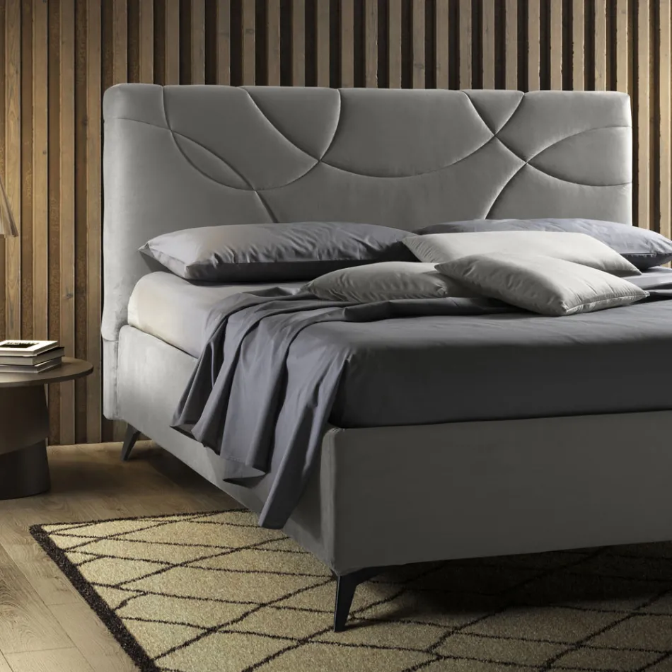 Letto Matrimoniale Imbottito con Box Contenitore Made in Italy - Girasole Viadurini