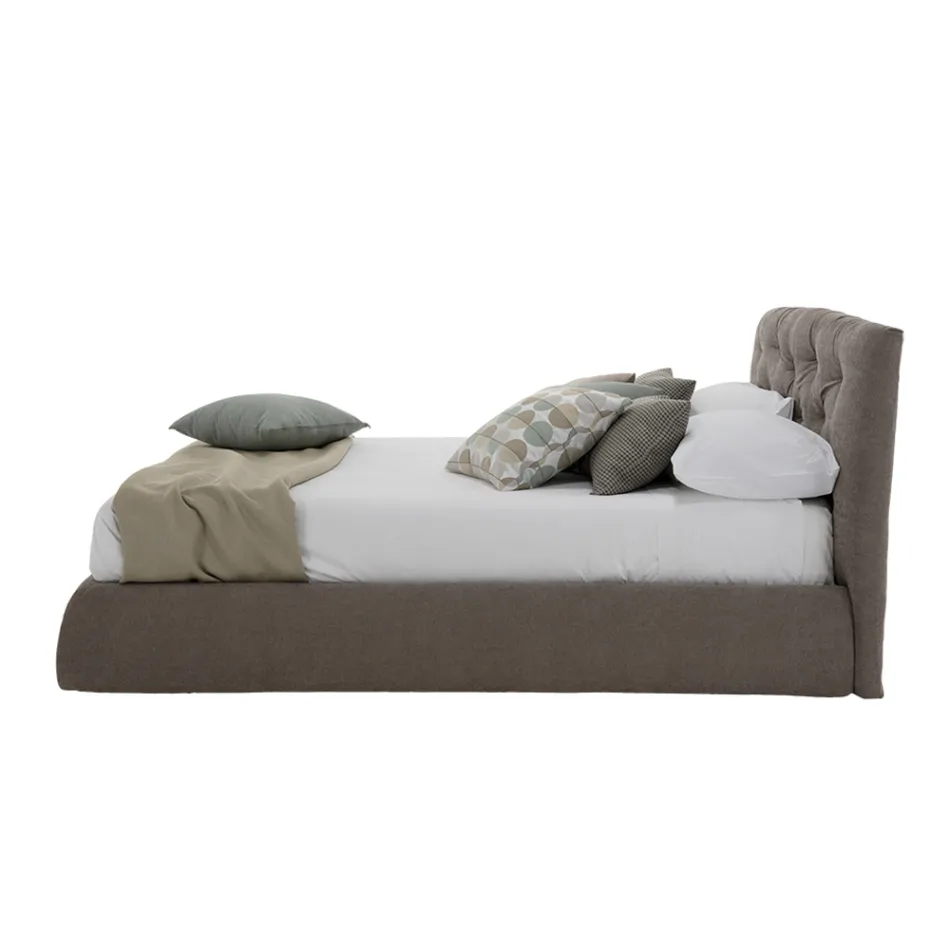 Letto Matrimoniale Imbottito con Box in Ecopelle o Tessuto Made Italy – Nasello Viadurini