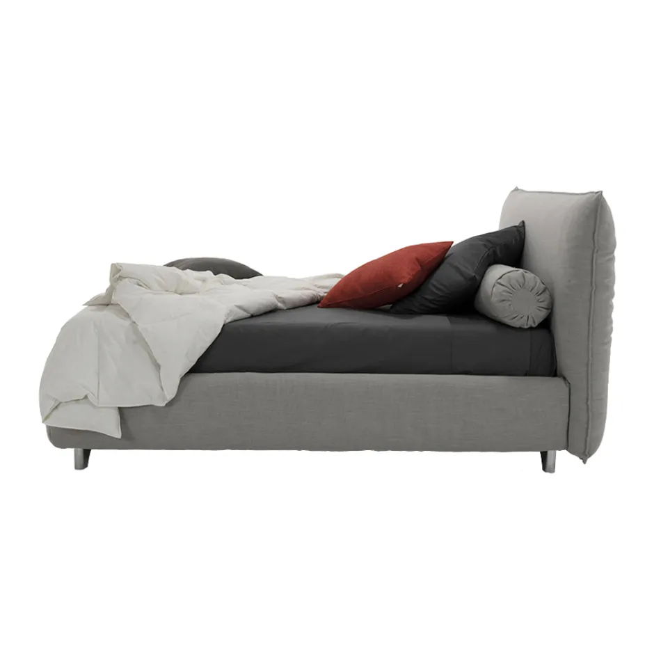 Letto Matrimoniale Imbottito con Box, Tessuto o Ecopelle Made in Italy – Lardino Viadurini