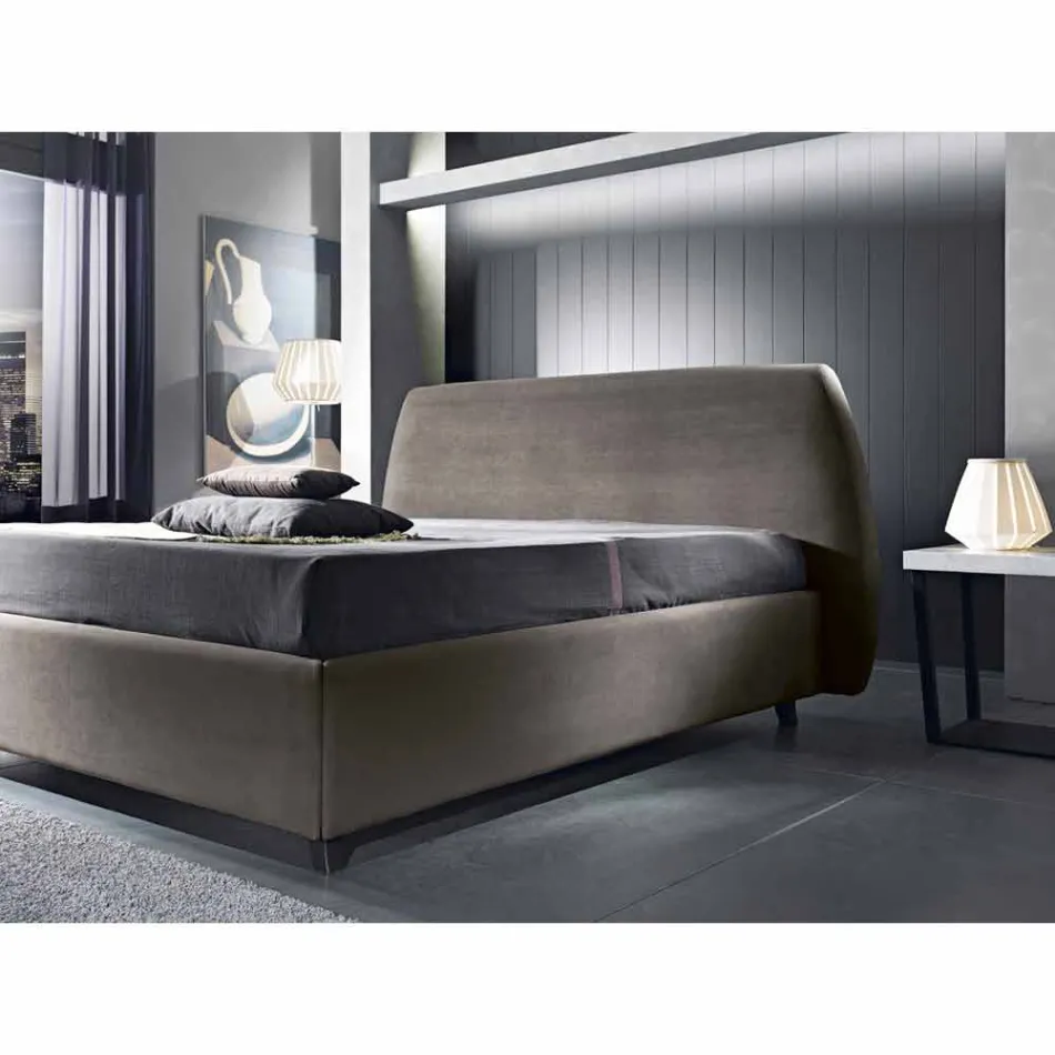Letto matrimoniale imbottito con contenitore moderno 160x190/200 Reby Viadurini