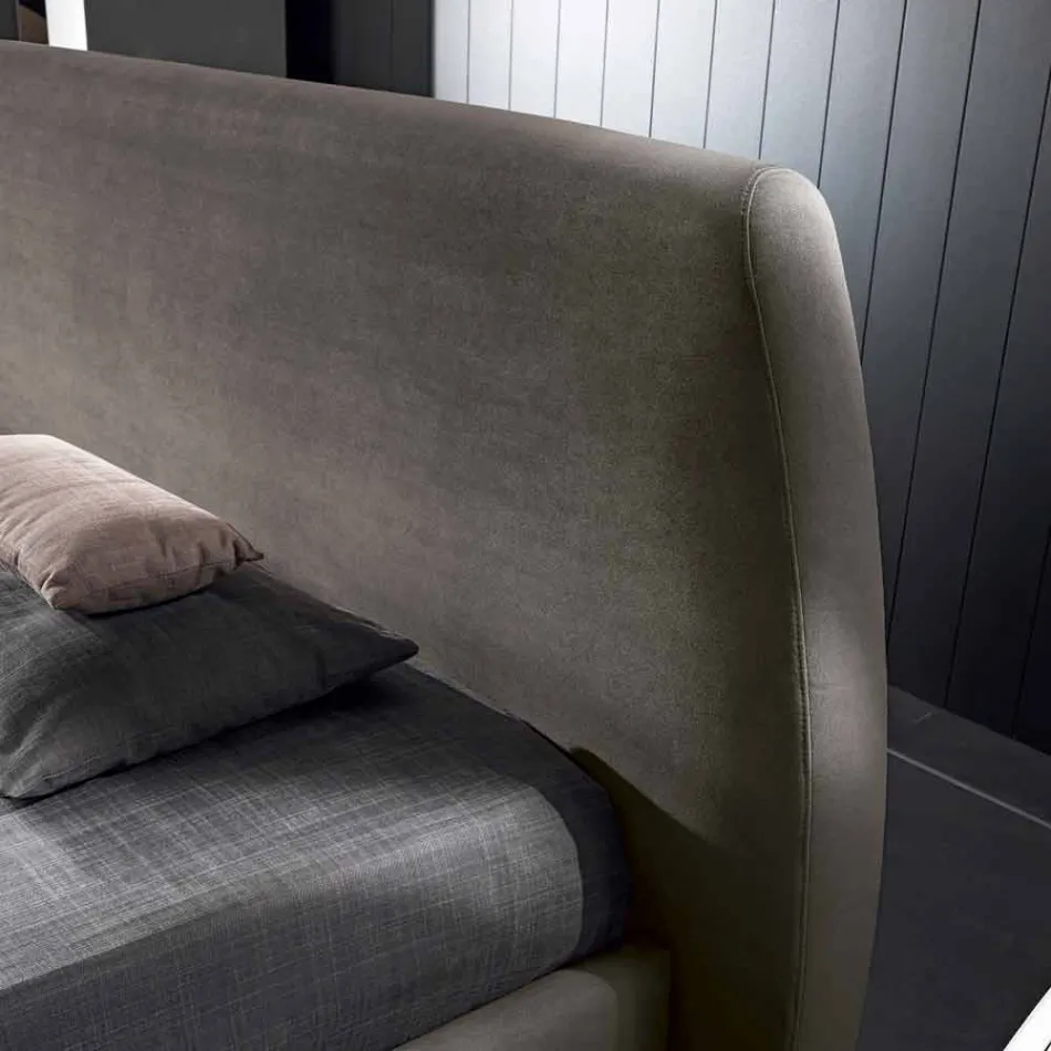 Letto matrimoniale imbottito con contenitore moderno 160x190/200 Reby Viadurini