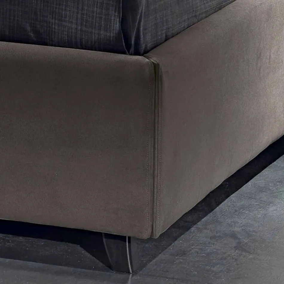 Letto matrimoniale imbottito con contenitore moderno 160x190/200 Reby Viadurini