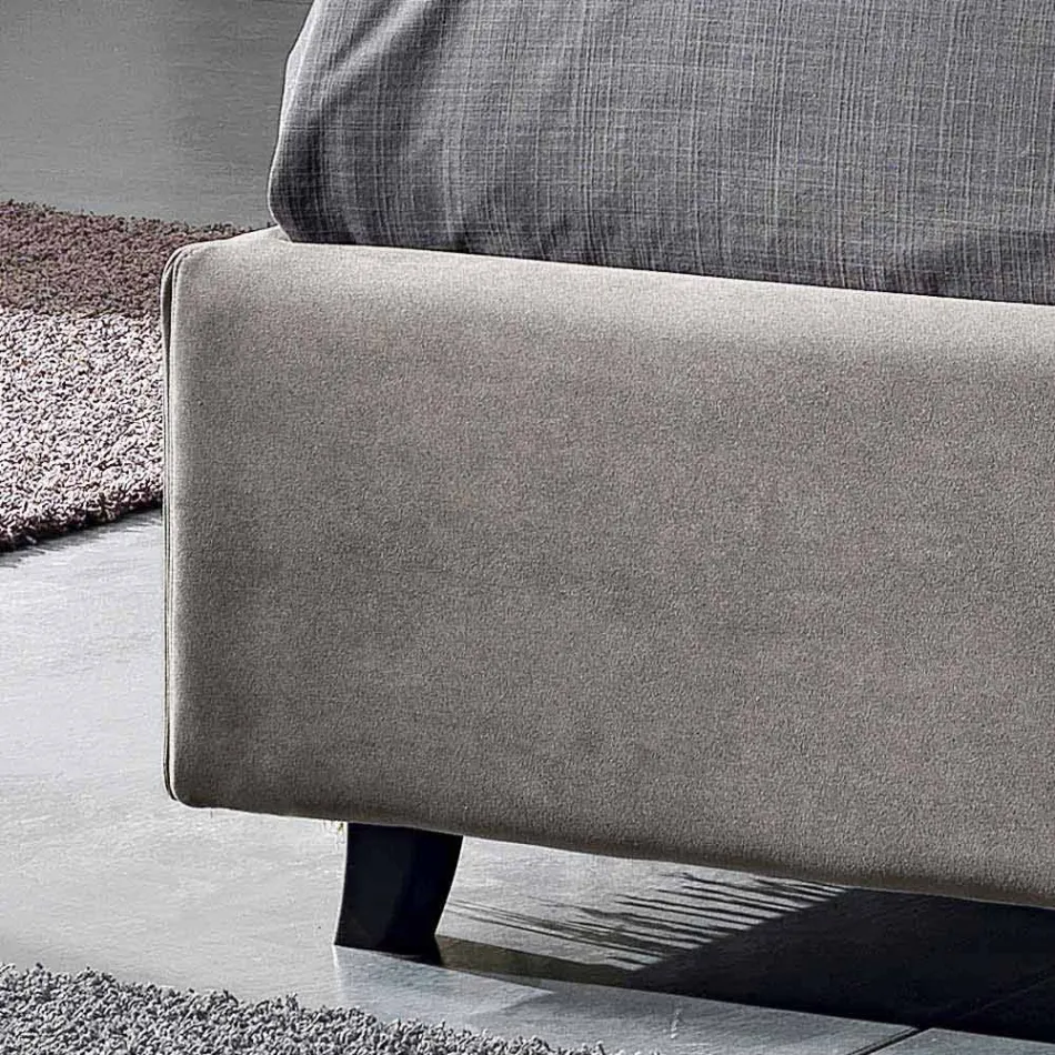 Letto matrimoniale imbottito con contenitore moderno 160x190/200 Reby Viadurini