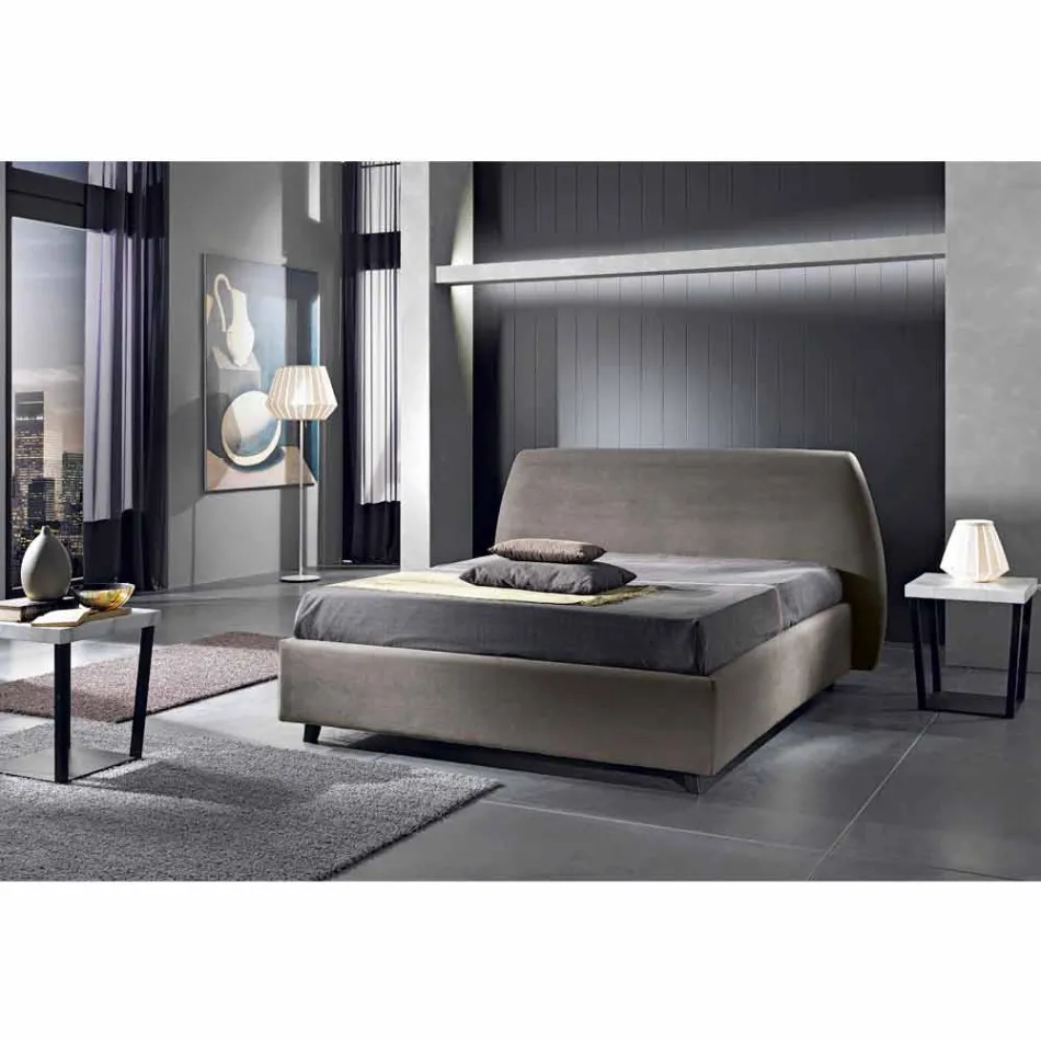 Letto matrimoniale imbottito con contenitore moderno 160x190/200 Reby Viadurini