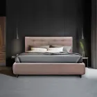 Letto Matrimoniale Imbottito con Contenitore Opzionale Made in Italy - Akira Viadurini