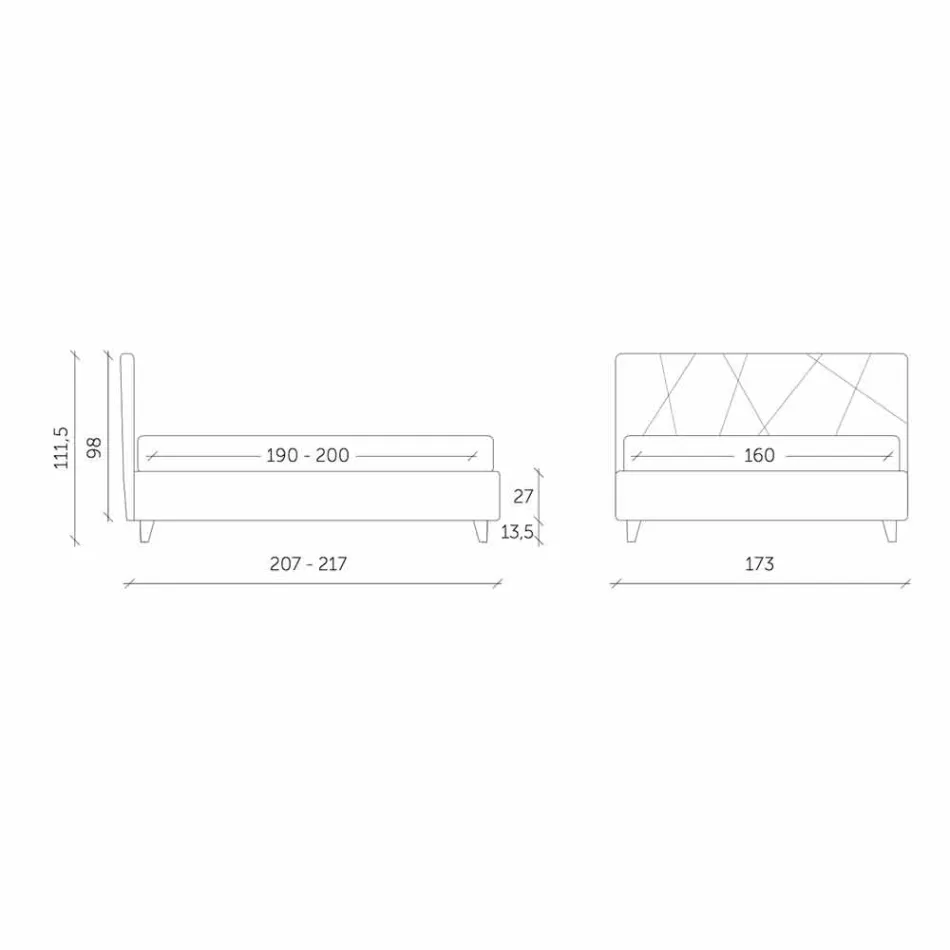 Letto Matrimoniale Imbottito con Contenitore Tessuto Made in Italy – Ciottolino Viadurini