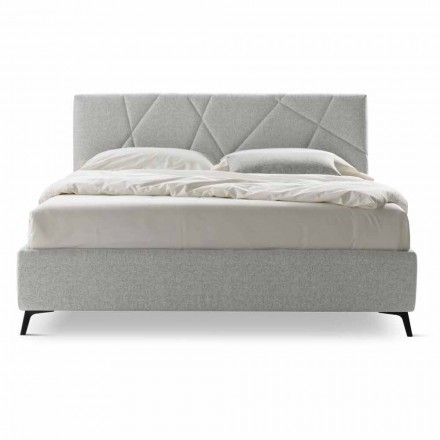 Letto Matrimoniale Imbottito con Contenitore Tessuto Made in Italy – Ciottolino Viadurini