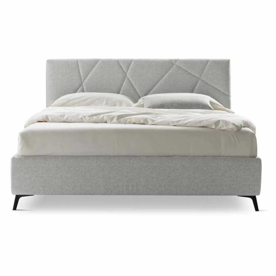Letto Matrimoniale Imbottito con Contenitore Tessuto Made in Italy – Ciottolino Viadurini