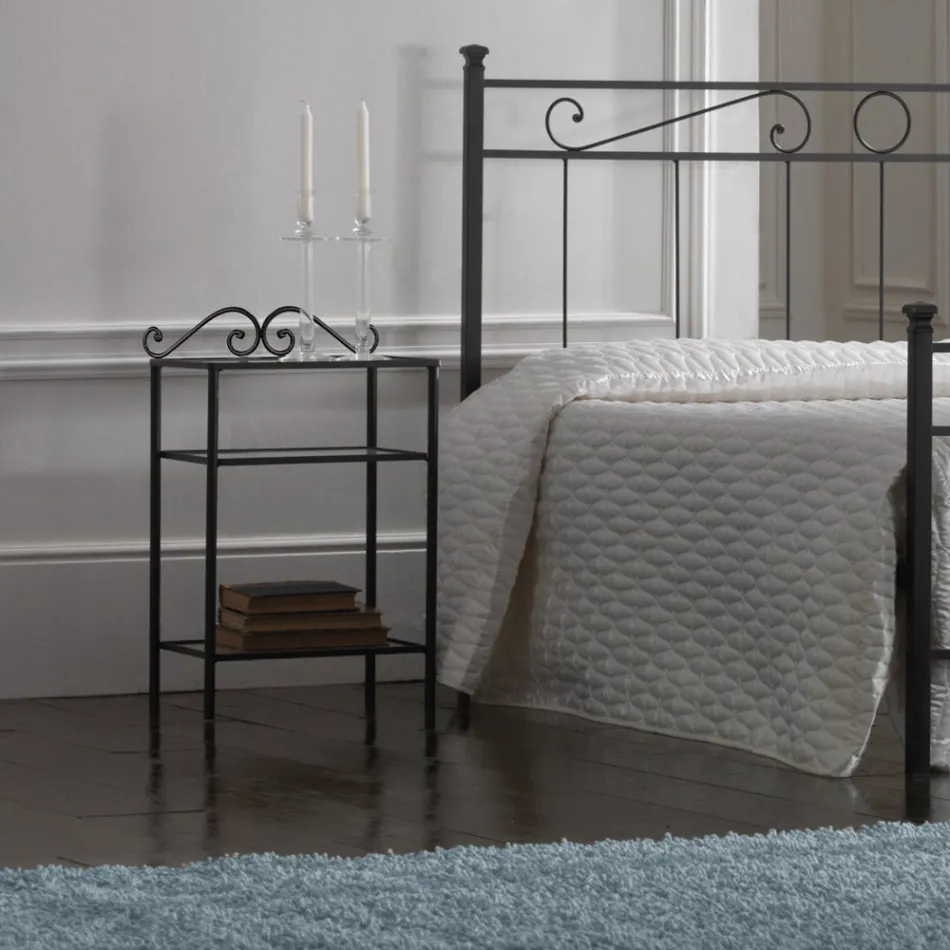 Letto Matrimoniale Imbottito con Materasso e 2 Comodini Made in Italy - Rolly Viadurini