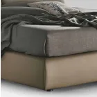 Letto Matrimoniale Imbottito e Rivestito in Tessuto e Pelle Made in Italy - Lula Viadurini
