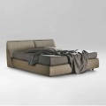 Letto Matrimoniale Imbottito e Rivestito in Tessuto e Pelle Made in Italy - Lula