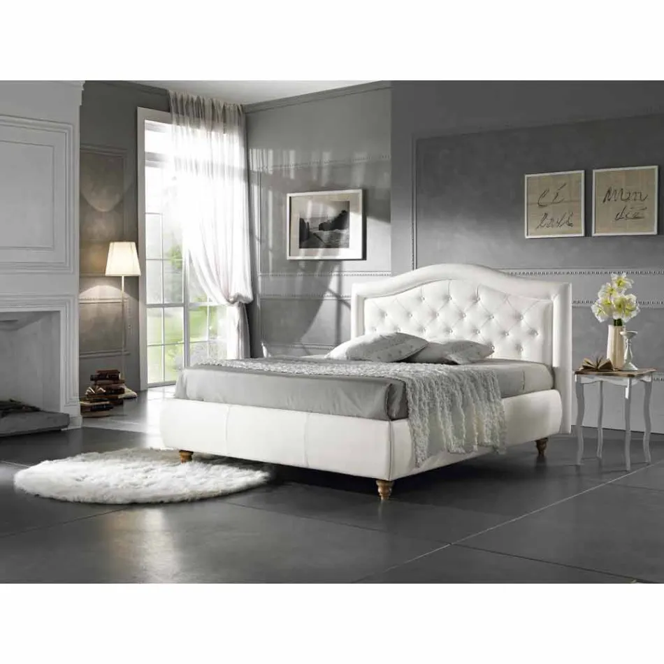 Letto matrimoniale imbottito in ecopelle con box 160x190/200 cm Agly Viadurini