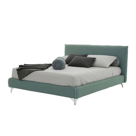 Letto Matrimoniale Imbottito in Tessuto o Ecopelle Made in Italy – Elettro Viadurini