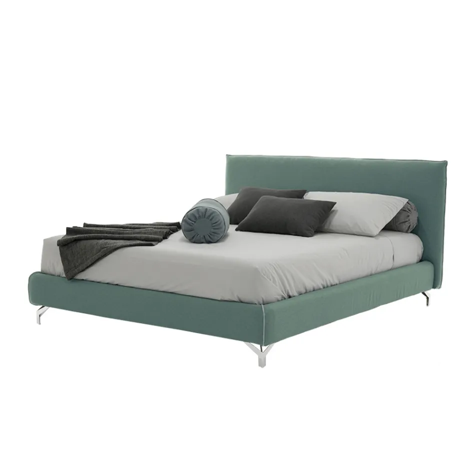 Letto Matrimoniale Imbottito in Tessuto o Ecopelle Made in Italy – Elettro Viadurini