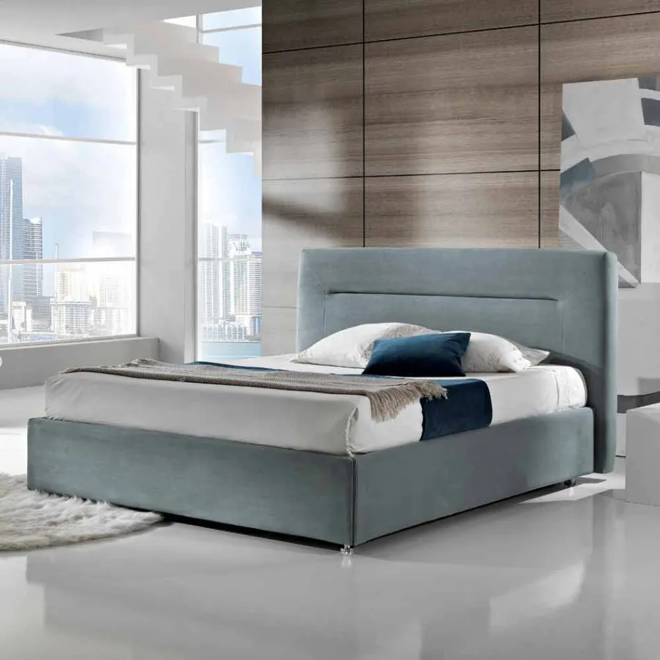 Letto matrimoniale imbottito moderno con box alzante 160x190/200cm Sun Viadurini