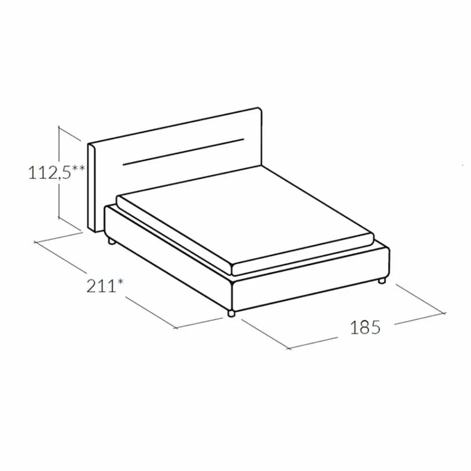 Letto matrimoniale imbottito moderno con box alzante 160x190/200cm Sun Viadurini
