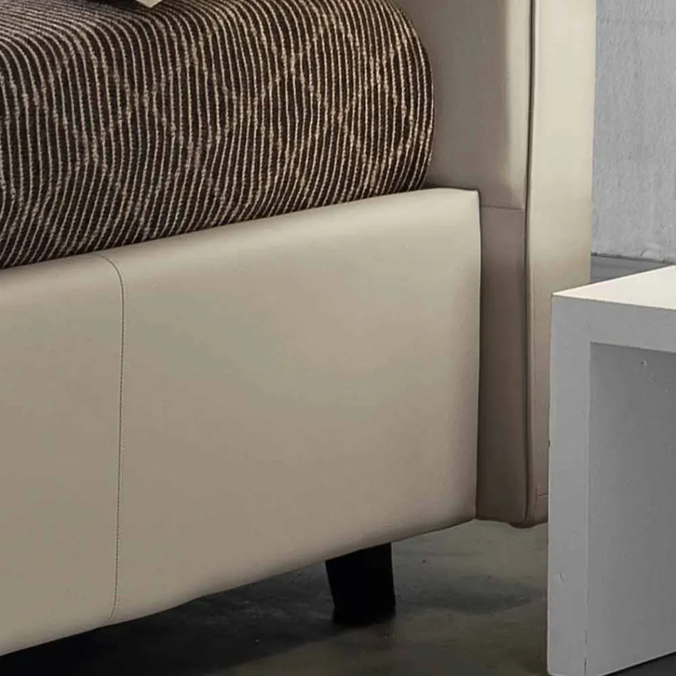 Letto matrimoniale in ecopelle con box alzante 160x190/200 cm Mia Viadurini