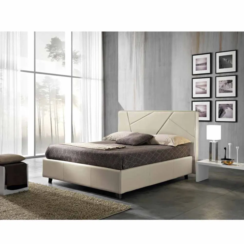Letto matrimoniale in ecopelle con box alzante 160x190/200 cm Mia Viadurini