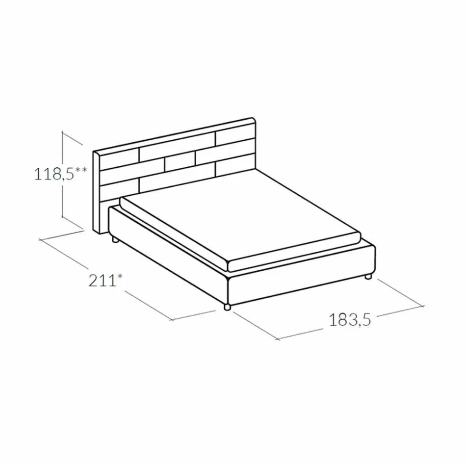 Letto matrimoniale in ecopelle con box contenitore 160x190/200 cm Gin Viadurini