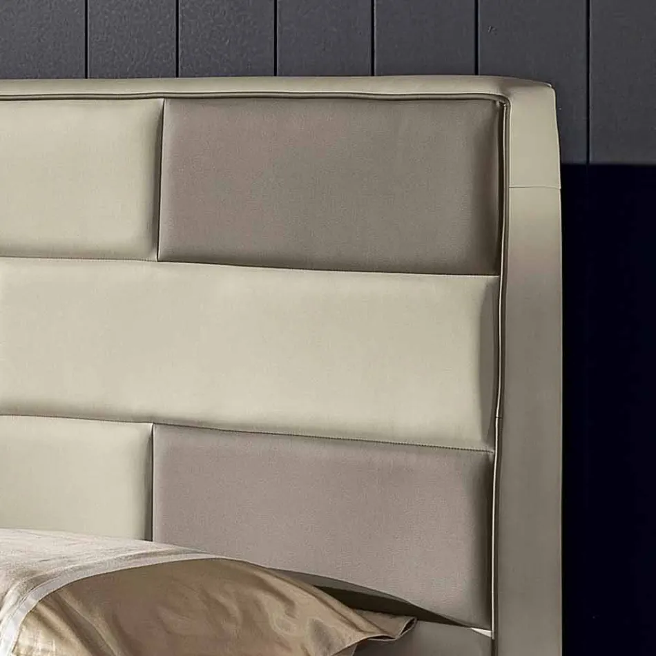 Letto matrimoniale in ecopelle con box contenitore 160x190/200 cm Gin Viadurini