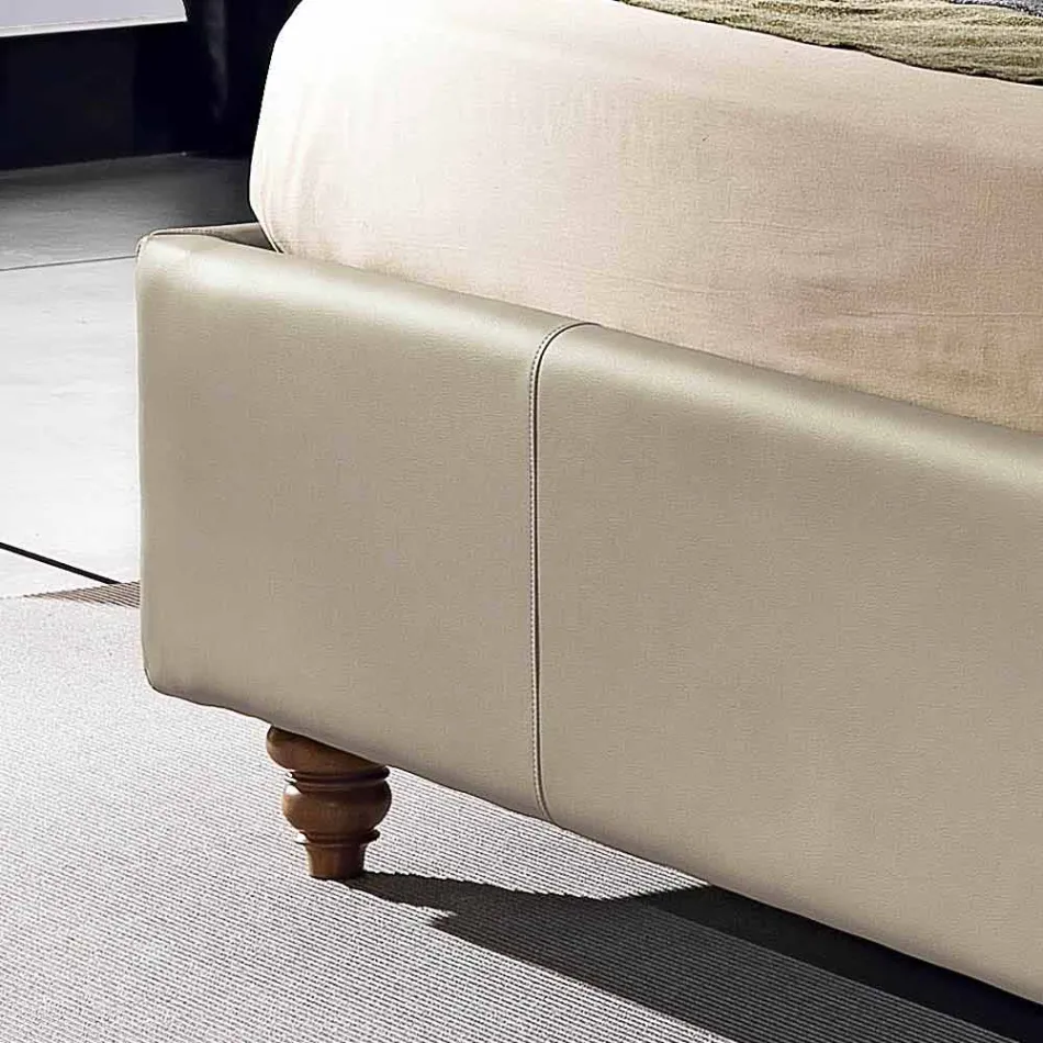 Letto matrimoniale in ecopelle con box contenitore 160x190/200 cm Gin Viadurini