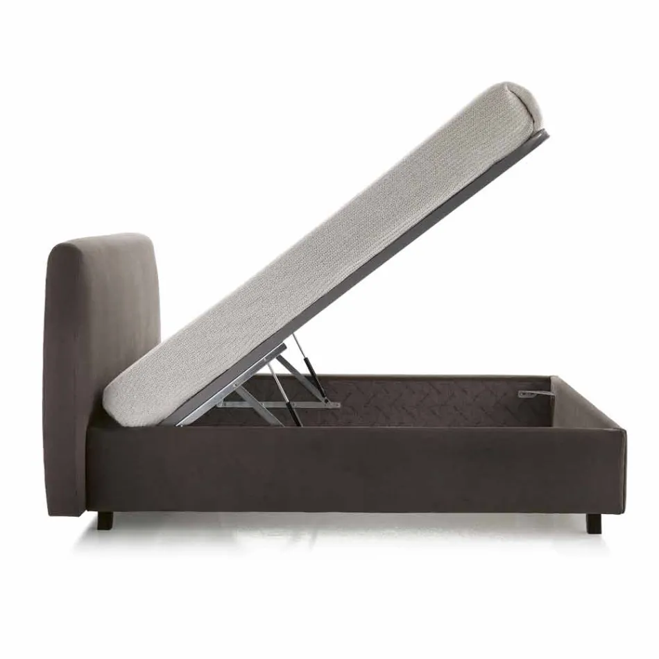 Letto matrimoniale in ecopelle con box contenitore 160x190/200 cm Gin Viadurini