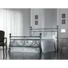 Letto Matrimoniale in Ferro Tubolare Nero Argentato Made in Italy - Geometria Viadurini