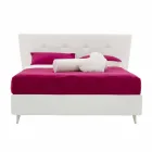 Letto Matrimoniale in Similpelle con Piedini in Legno Made in Italy - Perzio Viadurini