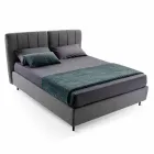 Letto Matrimoniale in Tessuto con Box e Testata a Righe Made in Italy – Nives Viadurini